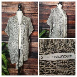 Maurices Cardigan Plus Size 2x Crochet Short Sleeve Open Sweater STUNNING!